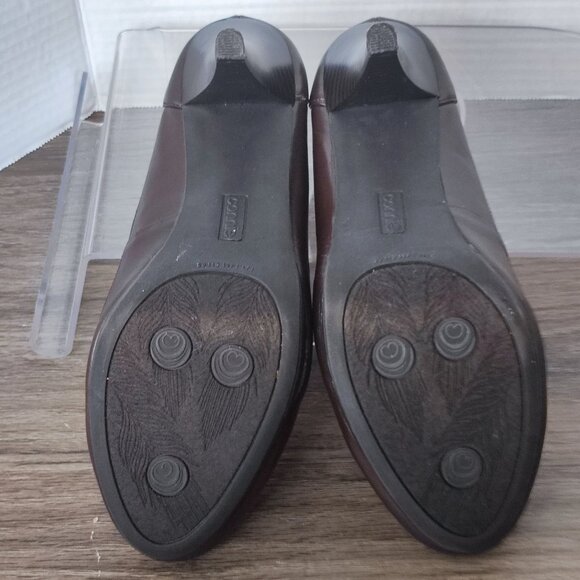 Connie High Heel Pumps Size 7 Brown Stacey Perforated Faux Leather Dressy Shoes - Picture 11 of 13